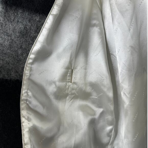 NWT Ganni McKinney Wool in Egret Black & Cream Check Belted Jacket 40 / 10 - Picture 8 of 16